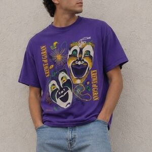 VTG 90s L Large T-Shirt Mardi Gras Krewe Garan Kaplan LA Single Stitch Purple